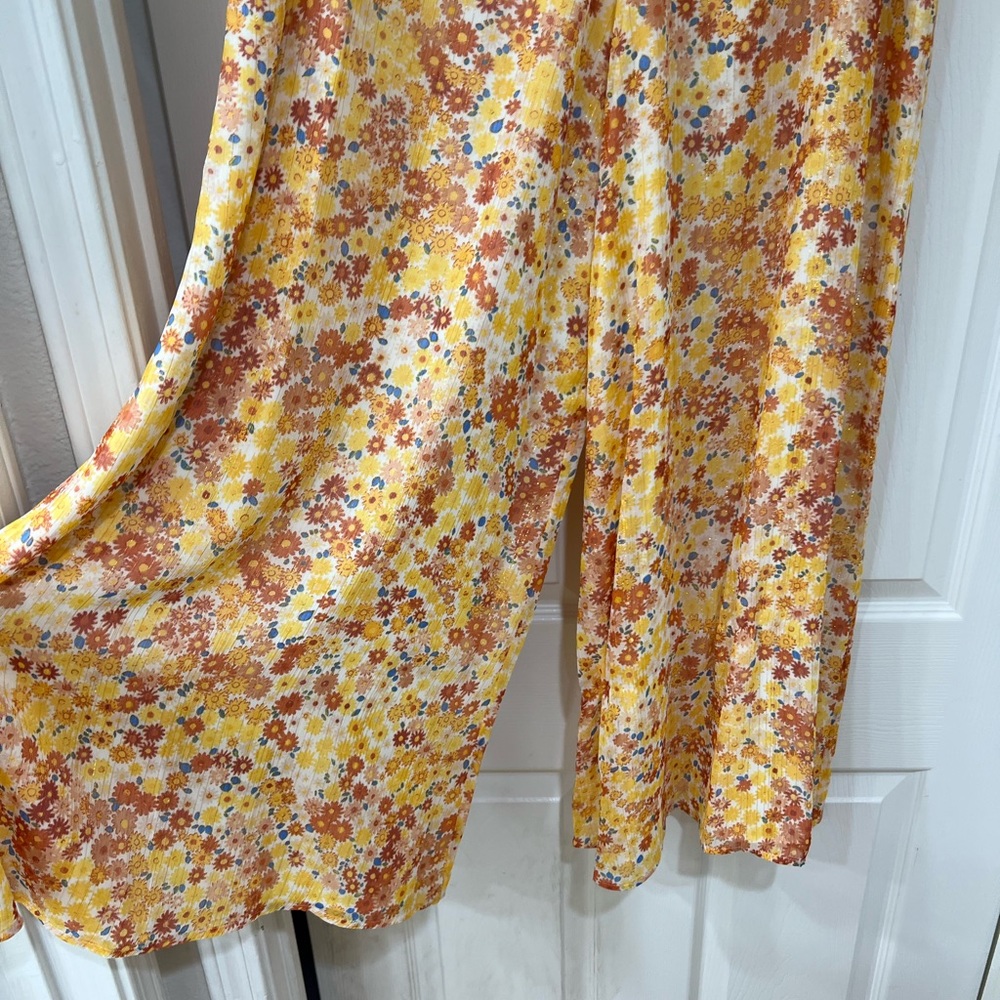 NWT STAUD yellow floral chiffon Flowy pants - Picture 12 of 12